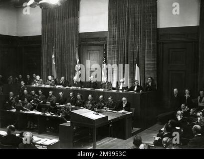 Verhandlung gegen Nürnberger Kriegsverbrechen am 22. November 1945. Stockfoto