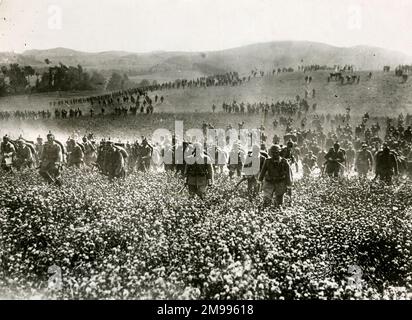 Deutsche Truppen an der Westfront, Frankreich, während des Ersten Weltkriegs. Stockfoto