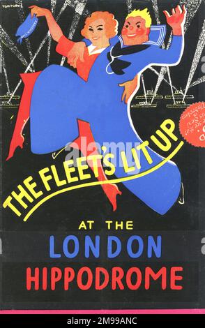 Titelseite eines Londoner Hippodrome-Programms für "The Fleet's lit up". Stockfoto