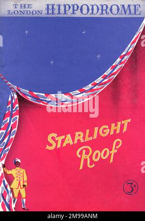 Titelseite eines Londoner Hippodrom-Programms für "Starlight Roof". Stockfoto