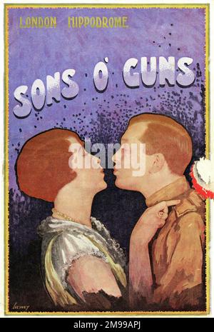 Titelseite eines Londoner Hippodrom-Programms für "Sons O" Guns. Stockfoto