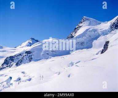 Bergaussichtspunkt vom Gipfel der Jungfrau, Berner Alpen, Bern, Schweiz Stockfoto