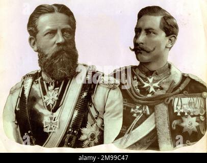 Frederick III., deutscher Kaiser und König von Preußen (1831-1888), mit seinem Sohn Kaiser Wilhelm II. (1859-1941). Stockfoto