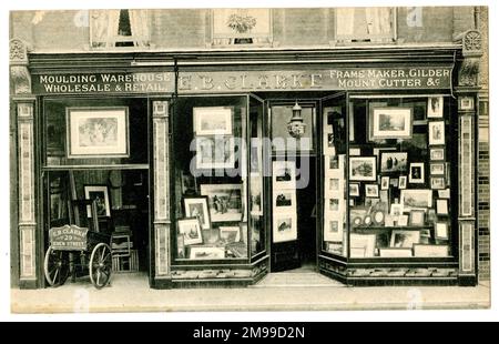 Shop Front, E B Clarke, Picture Framers, 29 Eden Street, Kingston-on-Thames, Surrey. Stockfoto