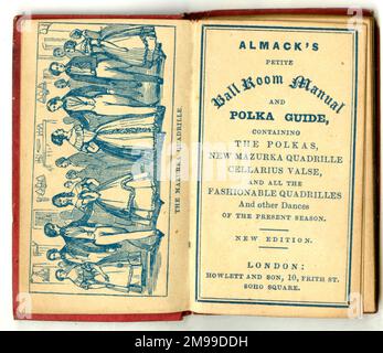 Almack's Petite Ball-Room Handbuch und Polka Guide - Titelseite und Frontispiece. Stockfoto