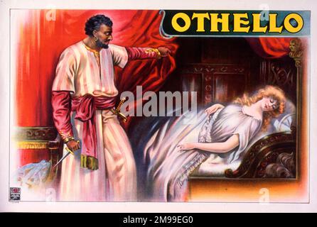 Theaterposter für eine Produktion von Shakespeares Tragödie, Othello. Stockfoto