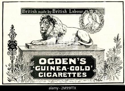 Anzeige für Ogden's Guinea-Gold-Zigaretten. Stockfoto