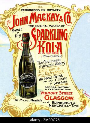 Werbespot für John Mackay & Co, die ursprünglichen Hersteller von Sparkling Kola (alkoholfrei), Vermont Street, Glasgow, Schottland. Stockfoto