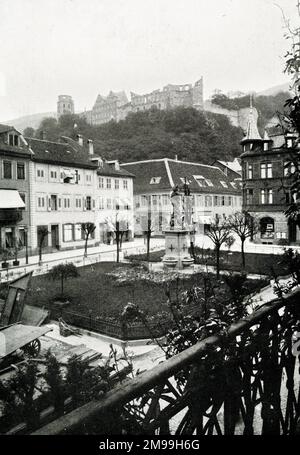 Blick vom Hotel Prinz Carl, Heidelberg, Deutschland, wo der zukünftige König Edward VII und Königin Alexandra 1862 verlobt wurden. Stockfoto