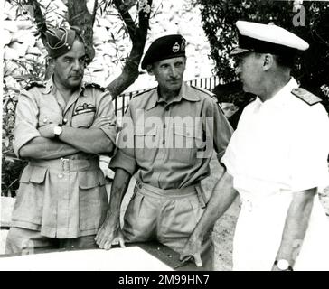 Feldmarschall Bernard Montgomery (1887-1976) und zwei weitere. Stockfoto