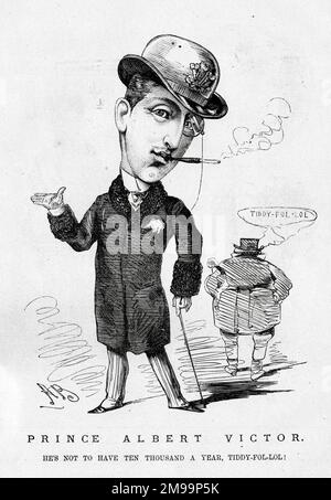 Cartoon, Prinz Albert Victor, Herzog von Clarence und Avondale (1864-1892) - Er darf nicht zehntausend im Jahr haben, tiddy-fol-lol! Stockfoto