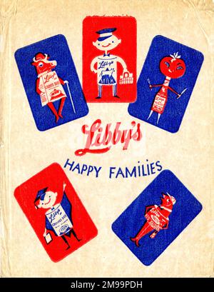 Libby's Happy Families Kartenspiel, Papiertüte vorne. Stockfoto