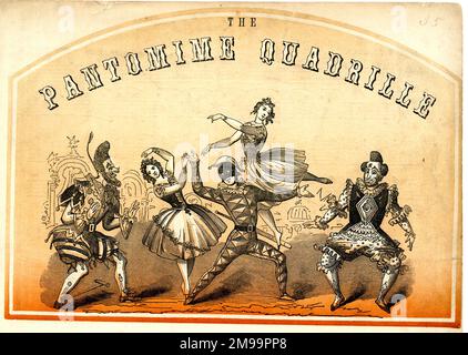 Musikcover (Detail), das Pantomime Quadrille, aufgeführt in Jullien's Promenade Concerts, Theatre Royal, Drury Lane, London. Stockfoto