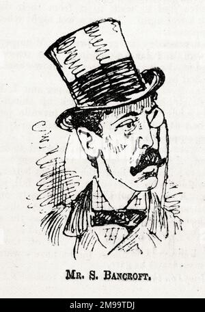 Cartoon-Porträt, Sir Squire Bancroft (1841-1926), englischer Schauspieler-Manager. Stockfoto