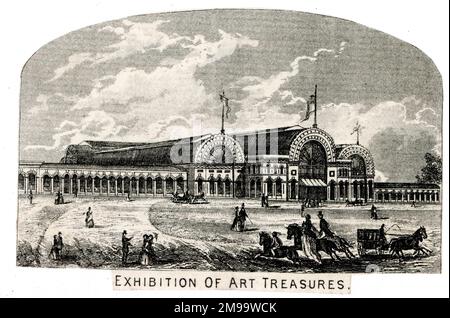 Manchester Art Treasures Exhibition, in Old Trafford, in einem Gebäude ähnlich dem Crystal Palace. Stockfoto