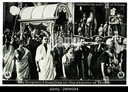 Stummfilm, Messalina oder der Fall einer Kaiserin 1923 in den Straßen Roms Stockfoto