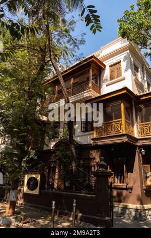 Eine Nahaufnahme von Mani Bhavan, Gandhis Residenz in Mumbai von 1917 bis 1934 Stockfoto
