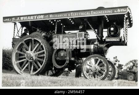 Steam Traction Lok bei einer Dampf-Rallye - Burrell Showmans Road Locomotive Nummer 3489 King George VI Regn. PB 9624, im Besitz von S. J. Wharton. Stockfoto