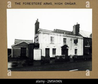 Foto: Foresters Arms, High Ongar, Essex. Die Hauptseite des Aufdrucks (hier abgebildet) zeigt: Linke Seite in der Ansicht des Pubs. Auf der Rückseite des Aufdrucks (auf Anfrage erhältlich) finden Sie Details: Nichts für die Foresters Arms, High Ongar, Essex CM5 9NH. Seit Juli 2018 . Privatbesitz Stockfoto