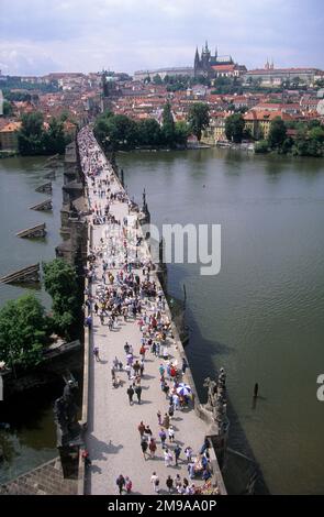 Karlsbrücke, Prag, Tschechoslowakei. Stockfoto