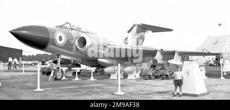 Royal Air Force - Gloster Javelin FAW.7R XH901 vom 13. Januar 1959, abgestuft auf Bodenunterrichtsaufgaben als 7800M an der Feuerschule Catterick am 25. Januar 1965. Stockfoto