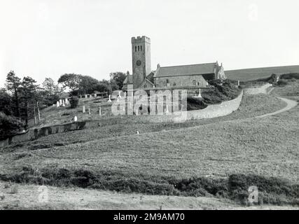 St. James der große Kirche, Manorbier, Pembrokeshire, Südwales. Stockfoto