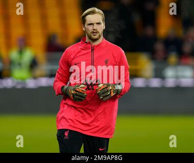 Wolverhampton, Großbritannien. 17. Januar 2023. Caoimhin Kelleher von Liverpool während des FA-Cup-Spiels in Molineux, Wolverhampton. Der Bildausdruck sollte lauten: Andrew Yates/Sportimage Credit: Sportimage/Alamy Live News Stockfoto