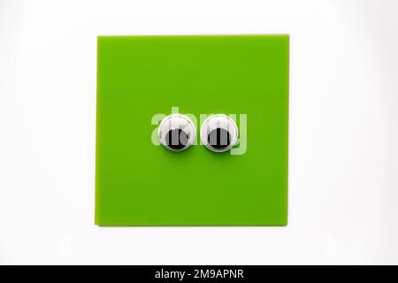 Ein Paar süße Gänsehaut auf grünem, quadratischem Notizblock isoliert auf weißem Hintergrund Stockfoto