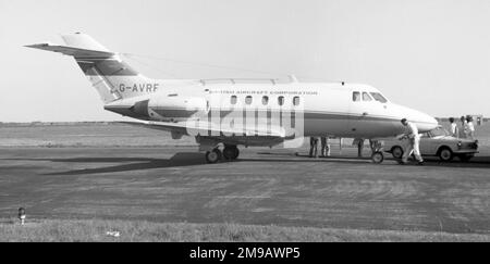 Hawker Siddeley HS-125-3B G-AVRF (msn 25133), von BAC (Holdings Ltd), am Flughafen Blackpool im September 1971. Stockfoto