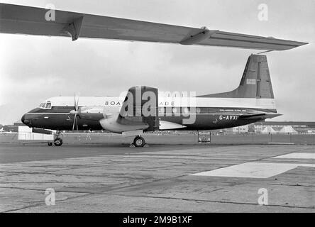 Hawker Siddeley HS.748-238 Serie 2A G-AVXI (msn 1623), Mitglied der Flugeinheit für die Zivilluftfahrt, die vom Handelsministerium auf der SBAC Farnborough Air Show im September 1970 betrieben wird. Stockfoto