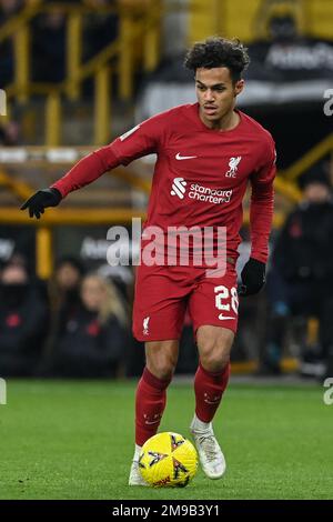 Wolverhampton, Großbritannien. 17. Januar 2023. Fabio Carvalho #28 von Liverpool während des Replay-Spiels Wolverhampton Wanderers vs Liverpool im Emirates FA Cup in der dritten Runde des Emirates FA Cup in Molineux, Wolverhampton, Vereinigtes Königreich, 17. Januar 2023 (Foto von Craig Thomas/News Images) in Wolverhampton, Vereinigtes Königreich, 1/17/2023. (Foto: Craig Thomas/News Images/Sipa USA) Guthaben: SIPA USA/Alamy Live News Stockfoto