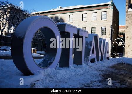 Ottawa-Schild in Kanadas Hauptstadt. Stockfoto