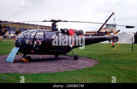 Koninklijke Luchtmacht - Aerospatiale SA.316B Alouette III A-307 (msn 1307), Middle Wallop am 23. Juli 1982. (Koninklijke Luchtmacht - Royal Netherlands Air Force) Stockfoto