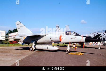 Ejercito del Aire - Dassault Mirage F.1CE C.14-20 (msn ?), Escuadron 141 „Patanes“, Ala de Caza 14, auf der RAF Fairford am 20. Juli 1991. (Ejercito del Aire - Spanische Luftwaffe) Stockfoto