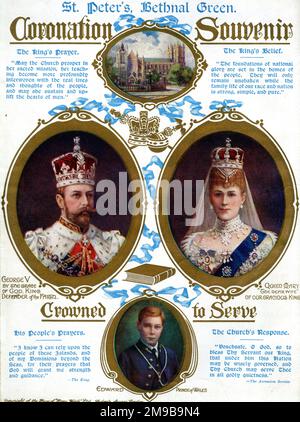 Krönung von König George V. und Königin Mary, mit Edward, Prinz von Wales, unten Stockfoto