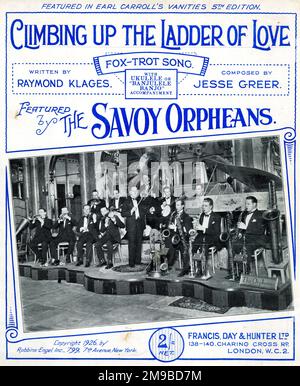 Musikcover, Climbing Up the Ladder of Love, Fox-Trottellied, geschrieben von Raymond Klages, komponiert von Jesse Greer, gespielt von den Savoy Orpheans Stockfoto