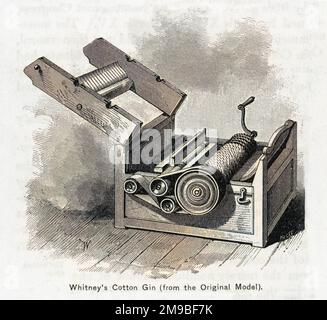 WHITNEYS BAUMWOLLGIN, das es ermöglichte, Baumwollfasern mechanisch von den Samen zu trennen Stockfoto