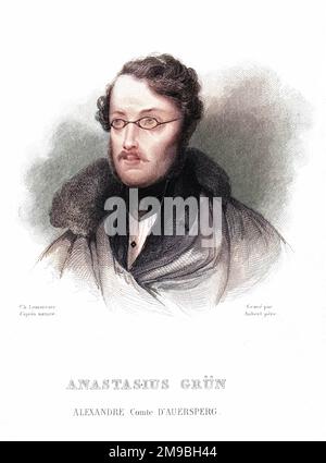 ANASTASIUS GRUN (Anton-Alexander graf von Auersperg) Österreichischer Schriftsteller und Staatsmann Stockfoto