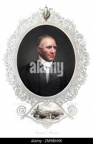 SAMUEL HOUSTON - ein amerikanischer Staatsmann, der im Namen der Ureinwohner arbeitete, besiegte Mexikaner, den Präsidenten der Republik Texas, später Gouverneur, aber wegen der Unterstützung der Union deklariert. Stockfoto