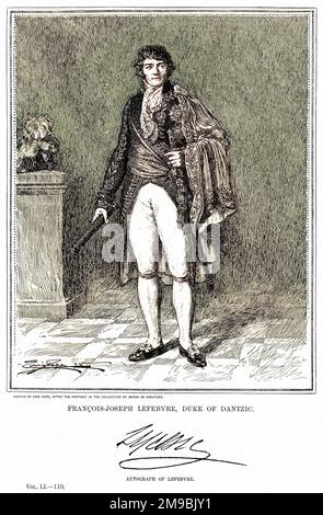 PIERRE-FRANCOIS-JOSEPH LEFEBVRE, duc de Dantzig, französischer Militärbefehlshaber, marechal de France und Staatsmann. Mit seinem Autogramm Stockfoto