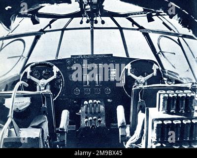 Steuerung eines RAF Short Sunderland Flying Boats Stockfoto