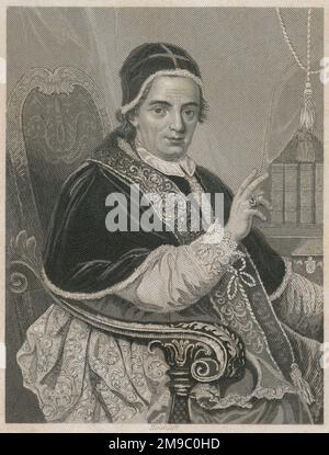 Antike Gravur aus dem Jahre 1860, Porträt von Papst Clement XIV Papst Clement XIV (1705-1774), geboren Giovanni Vincenzo Antonio Ganganelli, war vom 19. Mai 1769 bis zu seinem Tod im September 1774 Oberhaupt der katholischen Kirche und Herrscher der päpstlichen Staaten. QUELLE: ORIGINALGRAVIERUNG Stockfoto