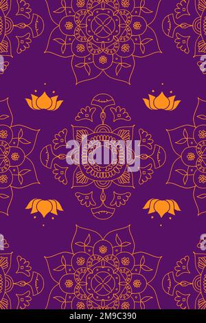 Diwali-indischer Mandala-Vektor im violetten Hintergrund Stock Vektor