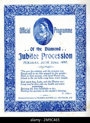 Queen Victoria's Diamond Jubilee Procession, London, 22. Juni 1897 - offizielle Programmabdeckung Stockfoto