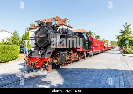 Baederbahn Molli Dampflokomotive Railrail in Bad Doberan, Deutschland Stockfoto