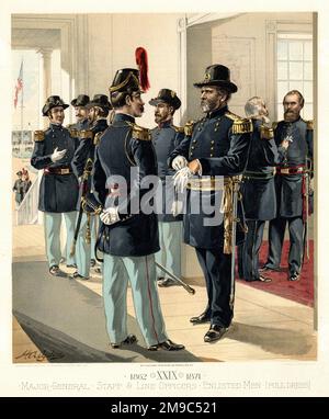 Generalmajor, Stabsoffiziere, Soldaten, Vollkleidung, 1862-1871 Stockfoto