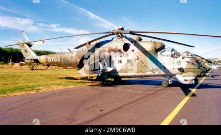 Vzdusne sily ACR - Mil Mi-24V 0702 (msn 730702). (Vzdusne sily ACR - Tschechische Luftwaffe). Stockfoto