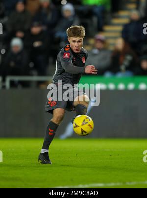 Swansea.com Stadium, Swansea, Großbritannien. 17. Januar 2023. FA Cup Fußball, Swansea City gegen Bristol City; Sam Bell von Bristol City schießt bei Goal Credit: Action Plus Sports/Alamy Live News Stockfoto