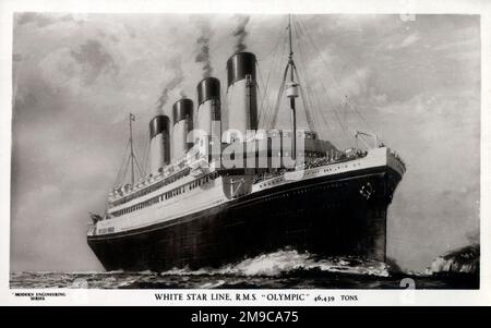 RMS Olympic – Ocean Liner für die White Star Line (Schwesterschiff der unglückseligen RMS Titanic). Stockfoto