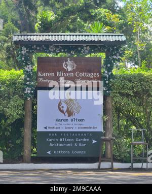 Karen Blixens ursprüngliches Herrenhaus und die nahegelegenen Cottages im Karen-Viertel, Nairobi KE Stockfoto